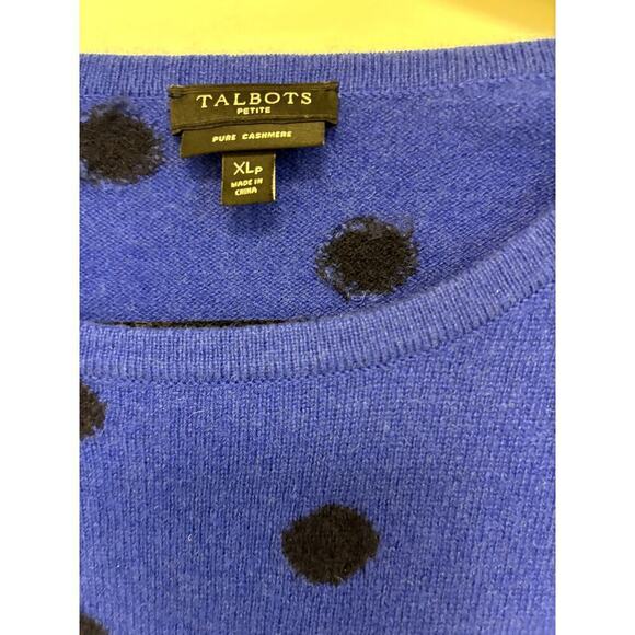 Talbots CASHMERE BUTTON CUFF CREWNECK SWEATER - DOT - Picture 5 of 7